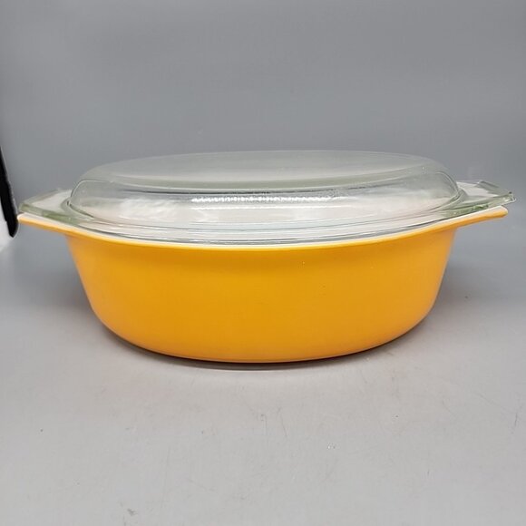 Vintage PYREX Casserole Dish 045 2.5 Qt Tangerine Orange Clear Lid NO Chips - Picture 1 of 12